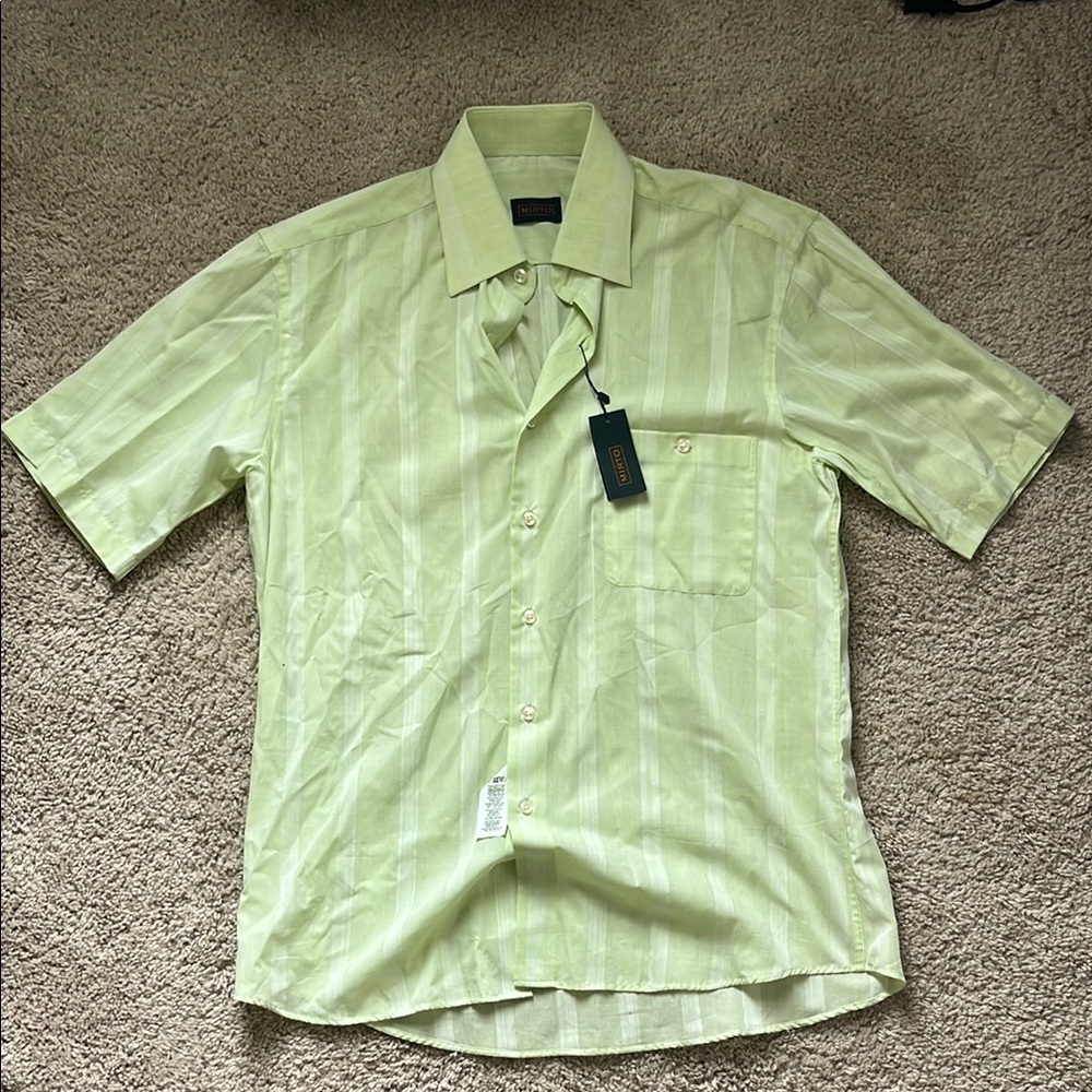 Mirto Men's Cotton Green Striped Shirt
